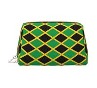 WXZYFP Leather portable cosmetic bag, zipper closure to take items, suitable for storage at home and travelFlag of Jamaica
