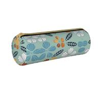 WXZYFP Light coloured floral Environmentally friendly cross-grain leather pencil case, lightweight and portable, suitable for daily use.