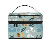 WXZYFP Light coloured floral Multifunctional portable cosmetic bag with internal and external layered design, easy to organize various supplies.
