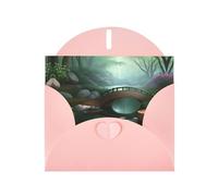 WXZYFP Little Bridge in the East Pink Pearlescent paper greeting cards, shining on both sides, suitable for holiday greetings.