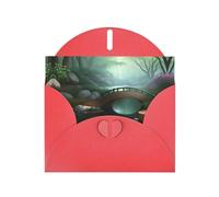 WXZYFP Little Bridge in the East Red Pearlescent paper greeting cards, shining on both sides, suitable for holiday greetings.