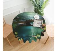 WXZYFP Little Bridge in The EastSingle-Sided Printed Round Tablecloth, Suitable for Different Occasions and Washable