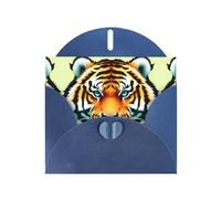 WXZYFP Little fat tiger head Blue Pearlescent paper greeting cards, shining on both sides, suitable for holiday greetings.