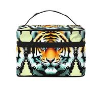 WXZYFP Little fat tiger head Travel cosmetic bag, essential for outdoor travel enthusiasts, has a simple internal structure., Black, One Size