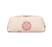 WXZYFP Little pink cherry blossoms The pencil case is made of cross-grain leather (PVC), 100% polyester lining, and full-screen printing