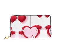 WXZYFP Little Red Heart Leather long wallet, double-sided printing, microfiber leather material, unisex, waterproof and durable, Black, One Size