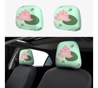 WXZYFP Lotus Flowers Waiting to Bloom Car headrest Cover 2 Pack, Suitable for Most Cars, Elastic Band Closure, Direct Installation, Easy to disassemble
