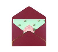 WXZYFP Lotus flowers waiting to bloom Dark Red Gold-edged pearlescent paper greeting card, the paper is thick and tough, and it can be opened and closed by folding.