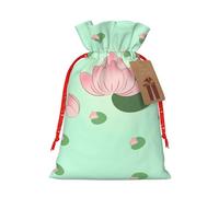 WXZYFP Lotus flowers waiting to bloom Linen drawstring gift bag, Christmas, birthday, party gift packaging, easy to wash