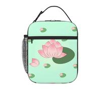 WXZYFP Lotus flowers waiting to bloom Portable insulated lunch bag, rich colors, Oxford cloth (100% polyester) + quilting + PEVA
