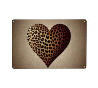 WXZYFP Love heart shaped leopard texture Metal decorative painting 12 * 8 inches suitable for bars, cafes, industrial style restaurants and other places