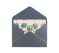 WXZYFP Lovely succulent plants Black Gold-edged pearlescent paper greeting card, the paper is thick and tough, and it can be opened and closed by folding.