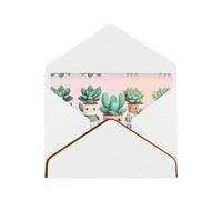 WXZYFP Lovely succulent plants White Gold-edged pearlescent paper greeting card, the paper is thick and tough, and it can be opened and closed by folding.
