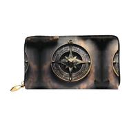 WXZYFP Magical Design Norse Runes Compass Leather long wallet, double-sided printing, microfiber leather material, unisex, waterproof and durable