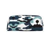 WXZYFP Marine camouflage The pencil case is made of cross-grain leather (PVC), 100% polyester lining, and full-screen printing