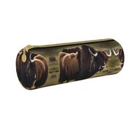 WXZYFP Mighty Highland Yak Environmentally friendly cross-grain leather pencil case, lightweight and portable, suitable for daily use.