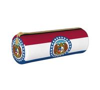 WXZYFP Missouri State Flag Environmentally friendly cross-grain leather pencil case, lightweight and portable, suitable for daily use.