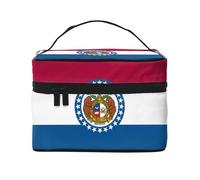 WXZYFP Missouri State Flag Travel cosmetic bag, essential for outdoor travel enthusiasts, has a simple internal structure., Black, One Size