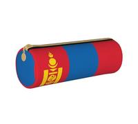 WXZYFP Mongolian flag Environmentally friendly cross-grain leather pencil case, lightweight and portable, suitable for daily use.