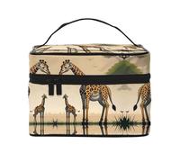 WXZYFP Mother and child giraffe Multifunctional portable cosmetic bag with internal and external layered design, easy to organize various supplies.