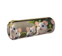 WXZYFP Mother and child rats Environmentally friendly cross-grain leather pencil case, lightweight and portable, suitable for daily use.