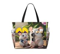WXZYFP Mother and child rats It is a large-capacity beach travel bag made of 100% polyester and has 7 pockets that can hold a lot of items.