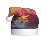 WXZYFP Mountains under sunset Christmas Santa Hat for Adults, Unisex Velvet Classic Holiday Santa Claus Hat for