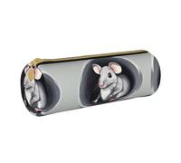 WXZYFP Mouse in the Hole Environmentally friendly cross-grain leather pencil case, lightweight and portable, suitable for daily use.