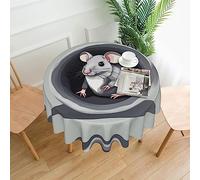 WXZYFP Mouse in The HoleSingle-Sided Printed Round Tablecloth, Suitable for Different Occasions and Washable