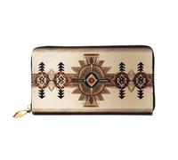 WXZYFP Native American Painting Leather long wallet, double-sided printing, microfiber leather material, unisex, waterproof and durable, Black, One Size