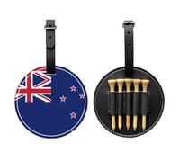 WXZYFP New Zealand Flag Black Single-sided printed PU leather golf tee storage bag, 5-tack design with a 20cm belt clip.