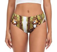 WXZYFP Nut-eating squirrel Underwear High Waisted Full Coverage Ladies Panties., Black, L