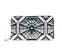 WXZYFP Octagon Building Leather long wallet, double-sided printing, microfiber leather material, unisex, waterproof and durable