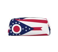 WXZYFP Ohio State Flag The pencil case is made of cross-grain leather (PVC), 100% polyester lining, and full-screen printing