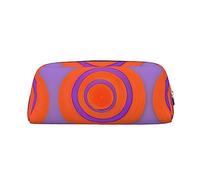 WXZYFP Orange circle centre The pencil case is made of cross-grain leather (PVC), 100% polyester lining, and full-screen printing