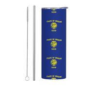 WXZYFP Oregon State Flag 20oz straight straw cup (with straw) has certain heat preservation and cold preservation effects.