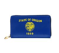 WXZYFP Oregon State Flag Leather long wallet, double-sided printing, microfiber leather material, unisex, waterproof and durable