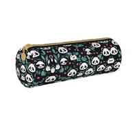 WXZYFP Panda cute face Environmentally friendly cross-grain leather pencil case, lightweight and portable, suitable for daily use.