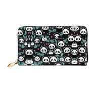 WXZYFP Panda cute face Leather long wallet, double-sided printing, microfiber leather material, unisex, waterproof and durable
