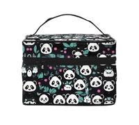 WXZYFP Panda cute face Multifunctional portable cosmetic bag with internal and external layered design, easy to organize various supplies.