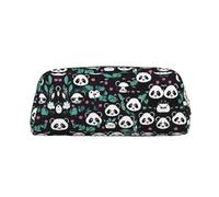 WXZYFP Panda cute face The pencil case is made of cross-grain leather (PVC), 100% polyester lining, and full-screen printing