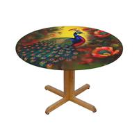 WXZYFP Peacock Flowers A Variety of Round Table Covers, Made of 100% Polyester, can Protect The Tabletop.
