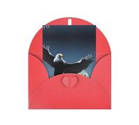 WXZYFP Pearlescent paper greeting cards with envelopes, double-sided pearlescent, suitable for holiday greetings and invitationsEagle under the stars Red