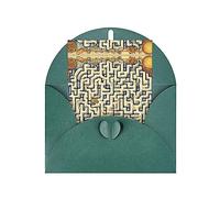 WXZYFP Pearlescent paper greeting cards with envelopes, double-sided pearlescent, suitable for holiday greetings and invitationsLabyrinth Treasure Map Dark Green