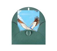 WXZYFP Pearlescent paper greeting cards with envelopes, double-sided pearlescent, suitable for holiday greetings and invitationsFlying Seagulls Dark Green