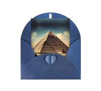 WXZYFP Pearlescent paper greeting cards with envelopes, double-sided pearlescent, suitable for holiday greetings and invitationsDreaming of the Pyramids of Khufu Blue