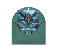 WXZYFP Pearlescent paper greeting cards with envelopes, double-sided pearlescent, suitable for holiday greetings and invitationsFlying Dragon Dark Green