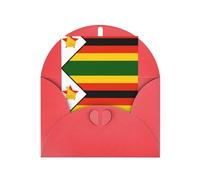 WXZYFP Pearlescent paper greeting cards with envelopes, double-sided pearlescent, suitable for holiday greetings and invitationsFlag of Zimbabwe Red