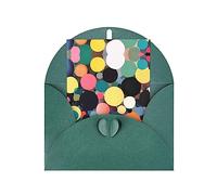 WXZYFP Pearlescent paper greeting cards with envelopes, double-sided pearlescent, suitable for holiday greetings and invitationsAbstract painting of circles Dark Green