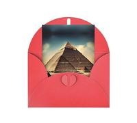 WXZYFP Pearlescent paper greeting cards with envelopes, double-sided pearlescent, suitable for holiday greetings and invitationsDreaming of the Pyramids of Khufu Red